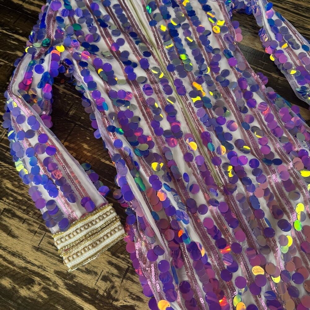 L’ATISTE - Purple Sequin & Gold Dress - SMALL - Picture 15 of 16